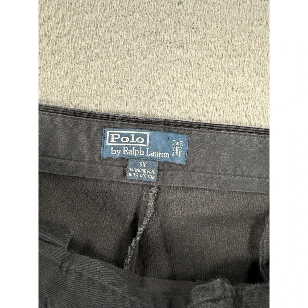 Polo Ralph Lauren Hammond Pant Mens 42x33 Black Pleated Corduroy Trousers